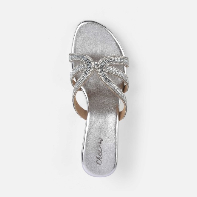 Cheemo Women Silver Party Slip Ons (SKU: 92-259-27-36)