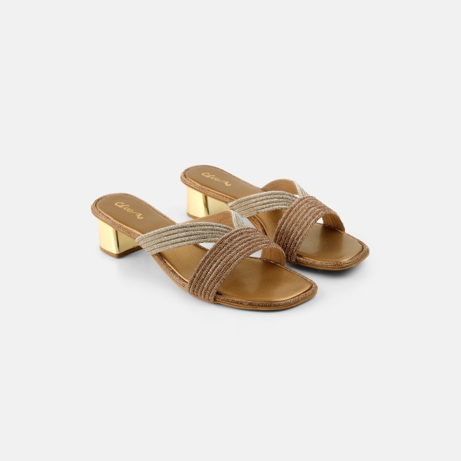 Cheemo Women Antic-gold Ethnic Slip Ons (SKU: 92-260-28-36)
