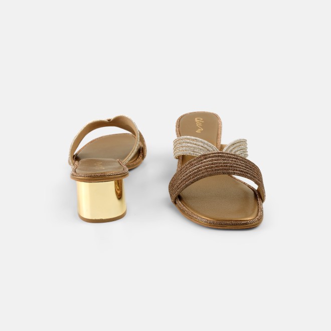 Cheemo Women Antic-gold Ethnic Slip Ons (SKU: 92-260-28-36)