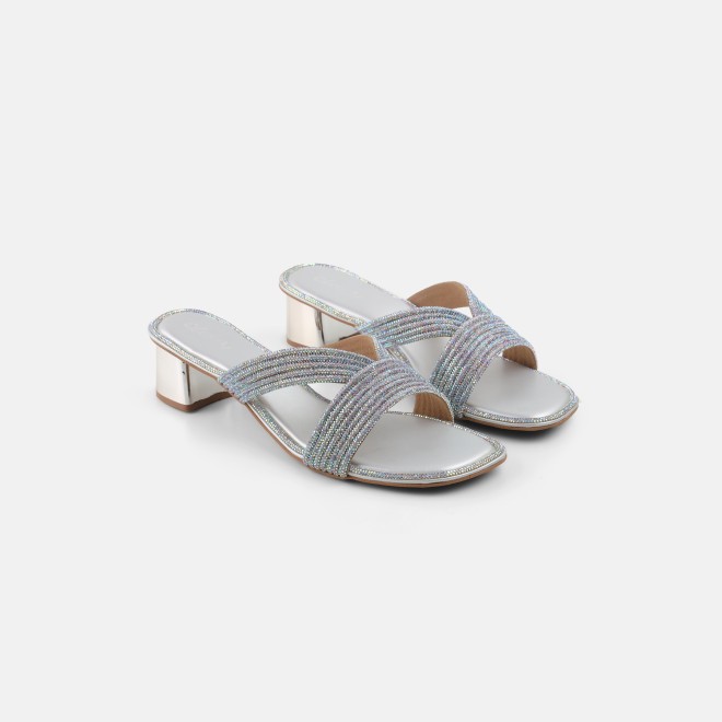 Cheemo Women Silver Ethnic Slip Ons (SKU: 92-260L-27-42)