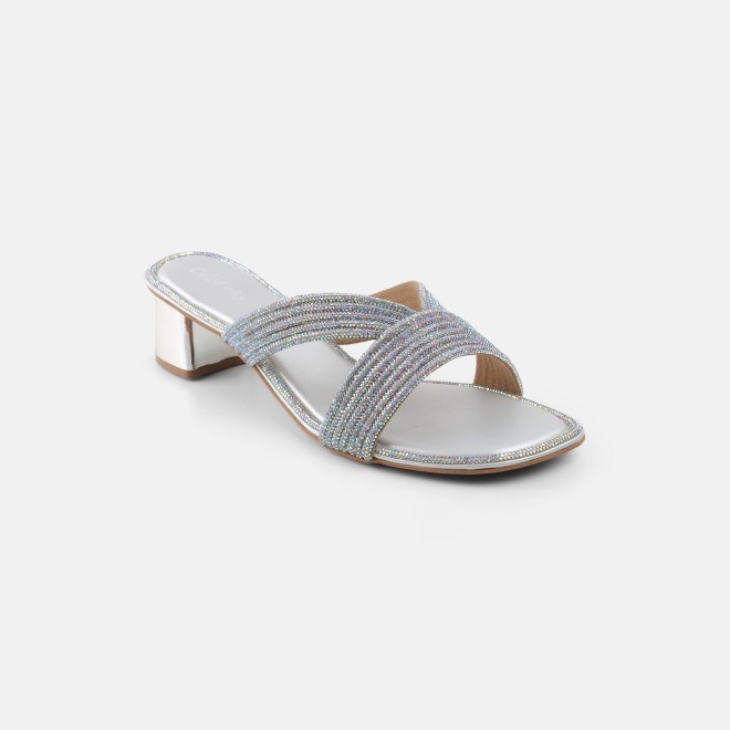 Cheemo Women Silver Ethnic Slip Ons (SKU: 92-260L-27-42)