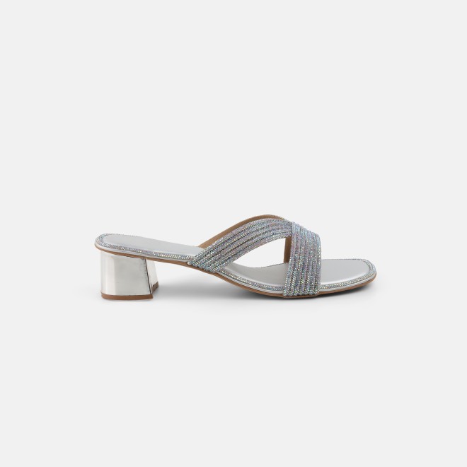 Cheemo Women Silver Ethnic Slip Ons (SKU: 92-260L-27-42)