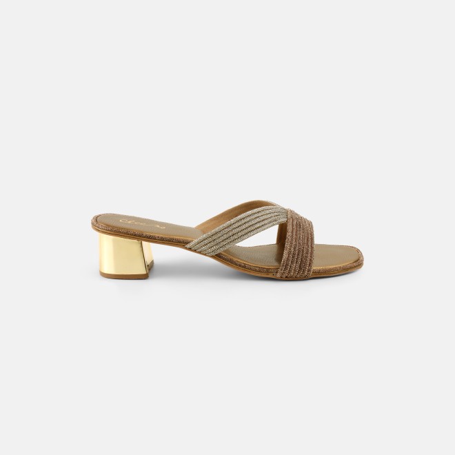 Cheemo Women Antic-gold Ethnic Slip Ons (SKU: 92-260L-28-42)
