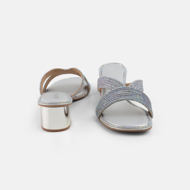 Cheemo Women Silver Ethnic Slip Ons (SKU: 92-260L-27-42)