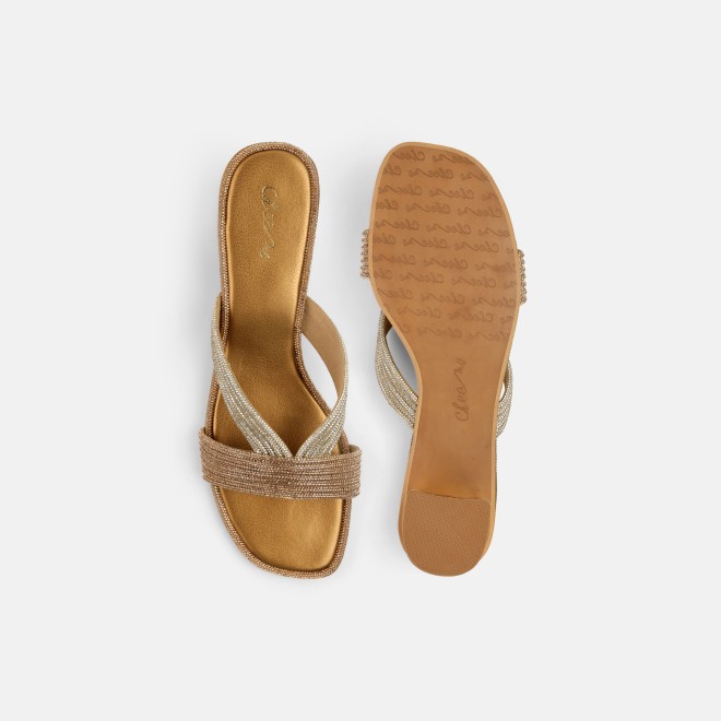 Cheemo Women Antic-gold Ethnic Slip Ons (SKU: 92-260L-28-42)