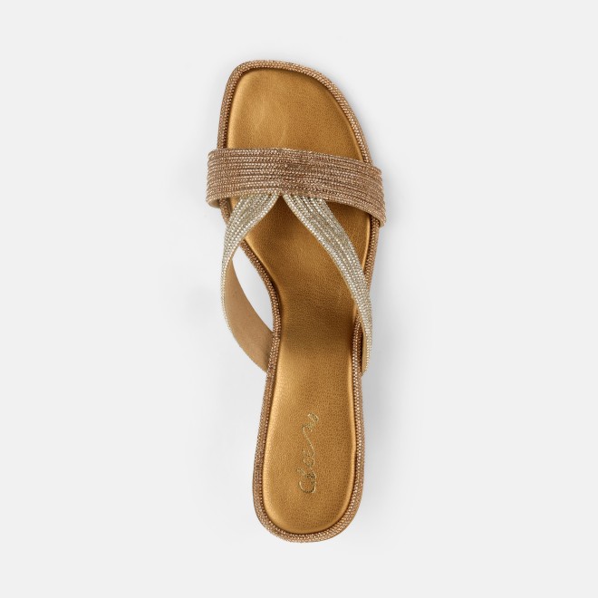 Cheemo Women Antic-gold Ethnic Slip Ons (SKU: 92-260L-28-42)