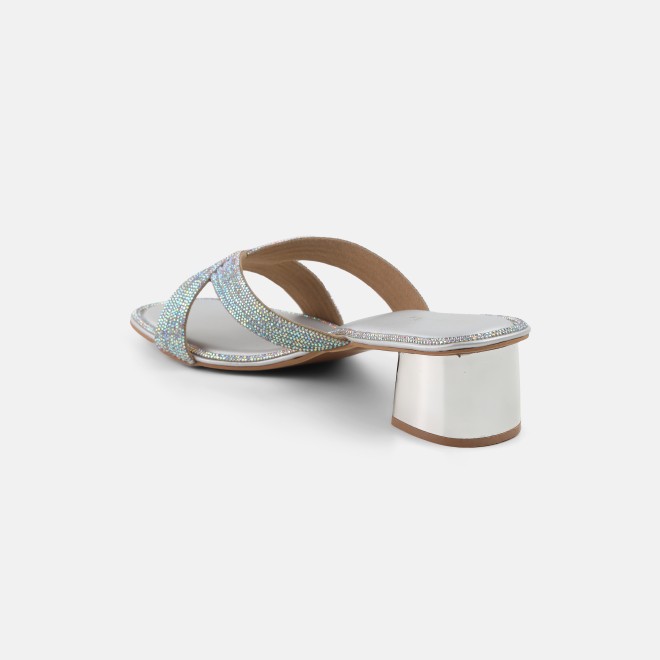 Cheemo Women Silver Ethnic Slip Ons (SKU: 92-260L-27-42)