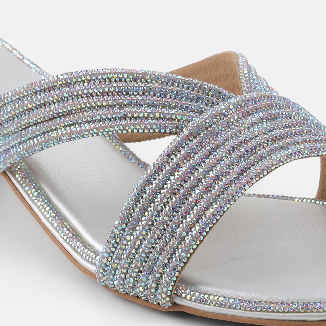 Cheemo Women Silver Ethnic Slip Ons (SKU: 92-260L-27-42)