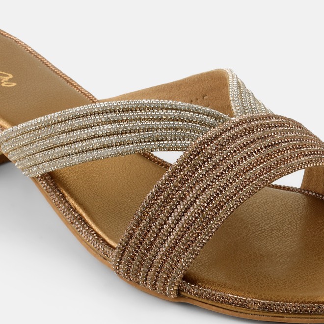 Cheemo Women Antic-gold Ethnic Slip Ons (SKU: 92-260L-28-42)