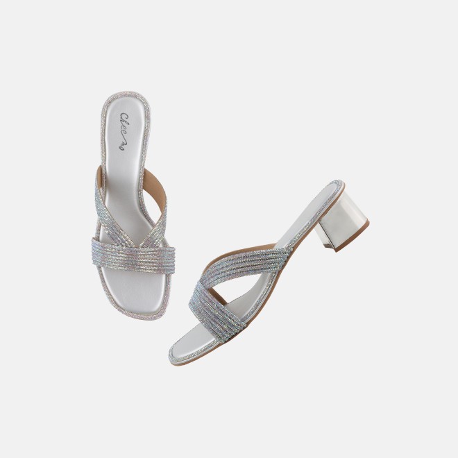 Cheemo Women Silver Ethnic Slip Ons (SKU: 92-260L-27-42)