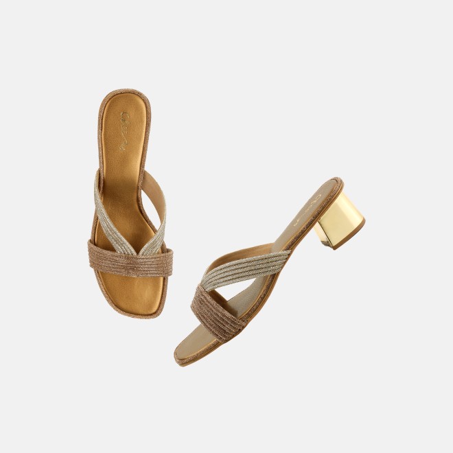 Cheemo Women Antic-gold Ethnic Slip Ons (SKU: 92-260L-28-42)