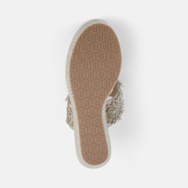 Cheemo Women Silver Ethnic Slip Ons (SKU: 92-264-27-38)