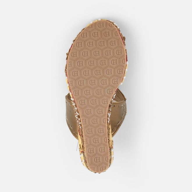 Cheemo Women Antic-gold Ethnic Slip Ons (SKU: 92-276-28-37)