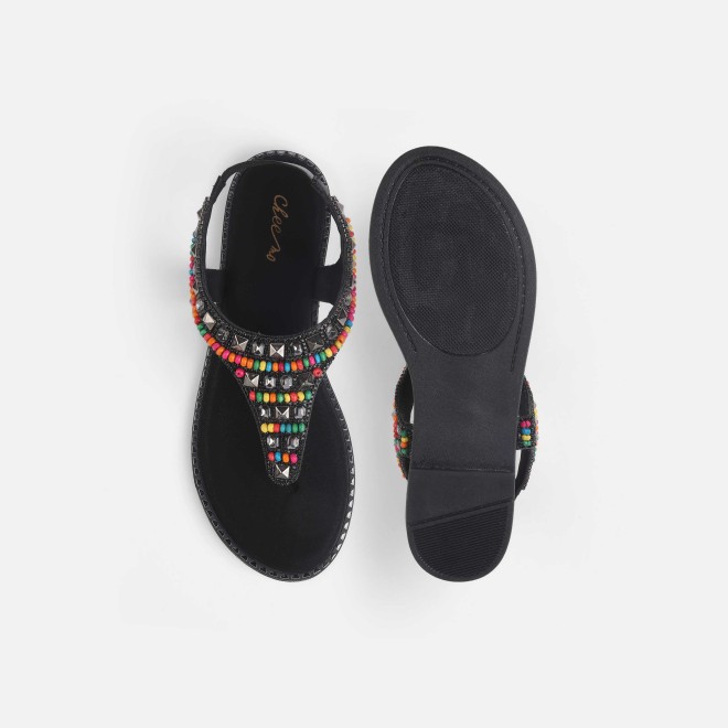Cheemo Women Black Ethnic Sandals (SKU: 92-278-11-37)