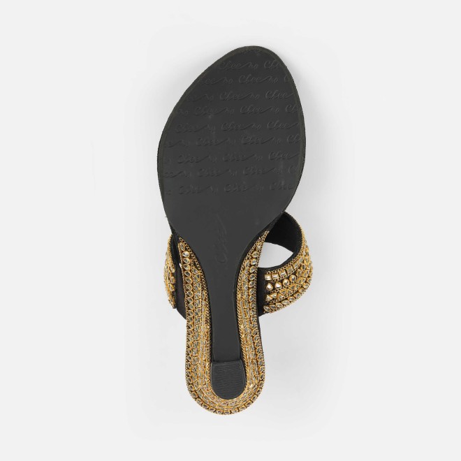 Cheemo Women Black Ethnic Slip Ons (SKU: 92-282-11-38)