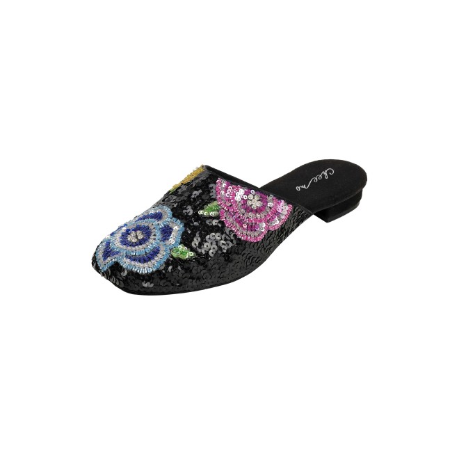 Cheemo Women Black Ethnic Slip Ons (SKU: 92-284-11-39)