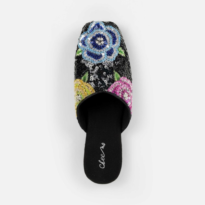 Cheemo Women Black Ethnic Slip Ons (SKU: 92-284-11-39)