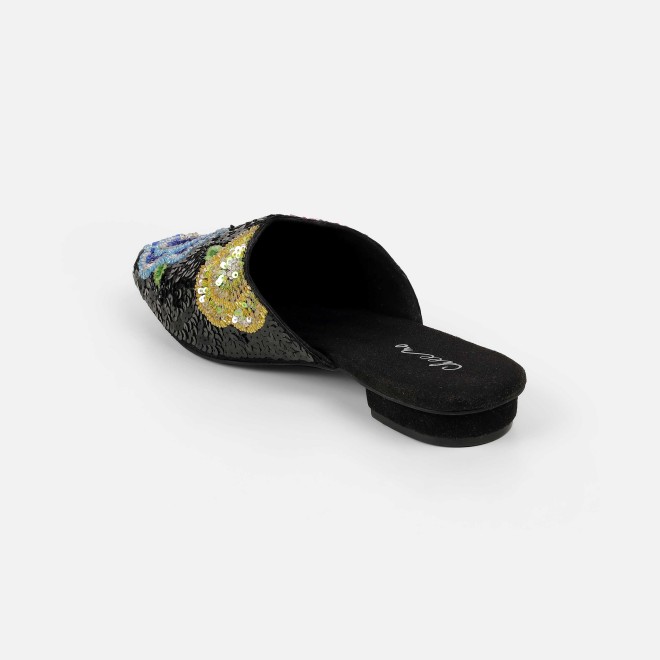 Cheemo Women Black Ethnic Slip Ons (SKU: 92-284-11-39)