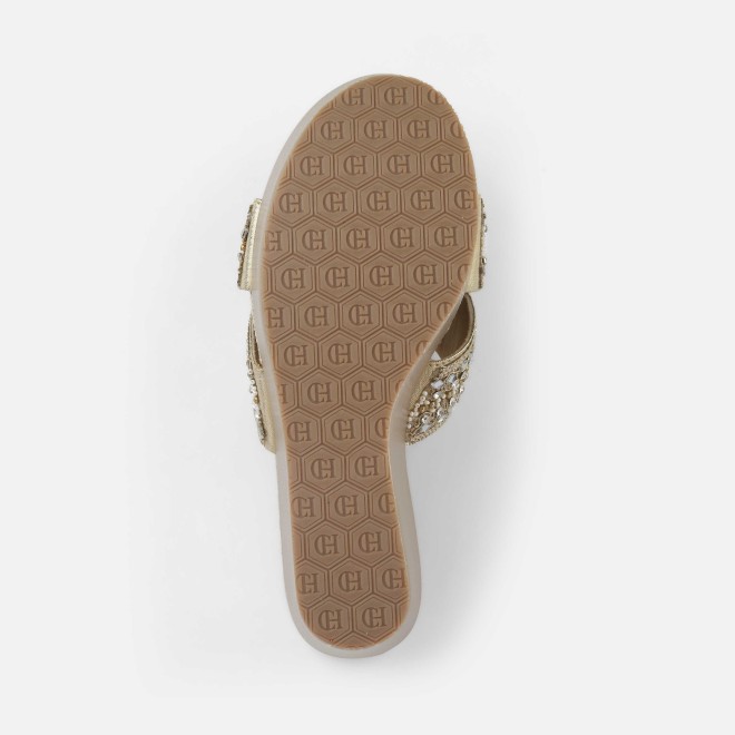 Cheemo Women Gold Ethnic Slip Ons (SKU: 92-285-15-36)