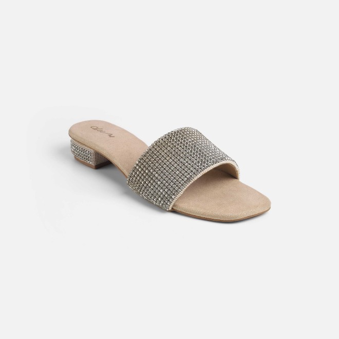 Cheemo Women Gold Party Slip Ons (SKU: 92-287-15-37)