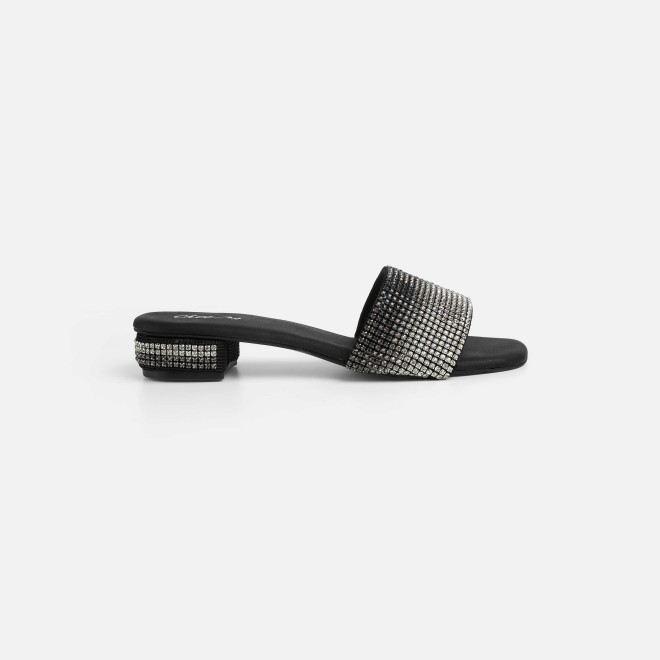 Cheemo Women Black Party Slip Ons (SKU: 92-287-11-37)