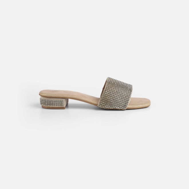 Cheemo Women Gold Party Slip Ons (SKU: 92-287-15-37)