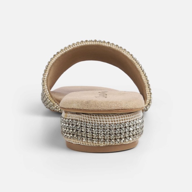 Cheemo Women Gold Party Slip Ons (SKU: 92-287-15-37)