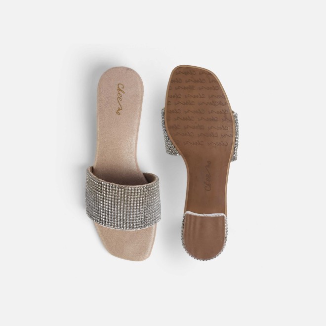 Cheemo Women Gold Party Slip Ons (SKU: 92-287-15-37)