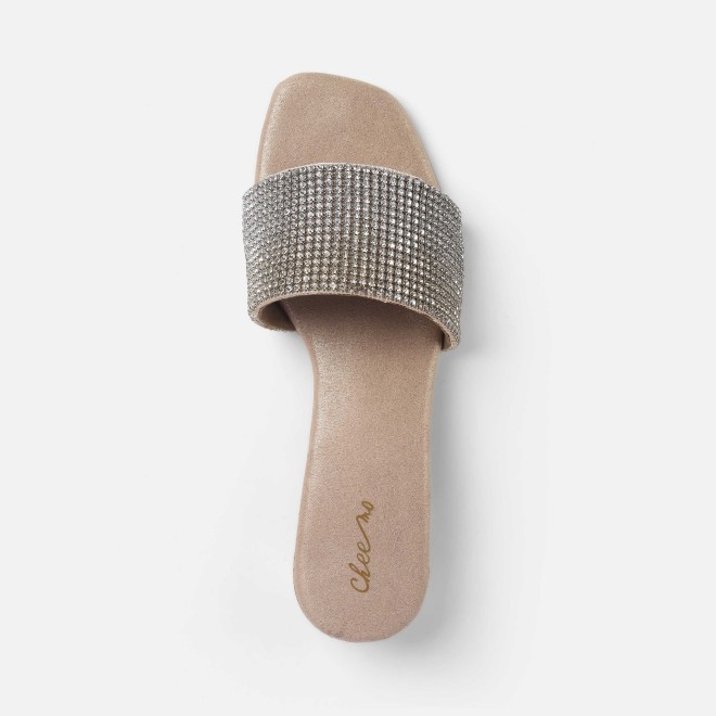 Cheemo Women Gold Party Slip Ons (SKU: 92-287-15-37)