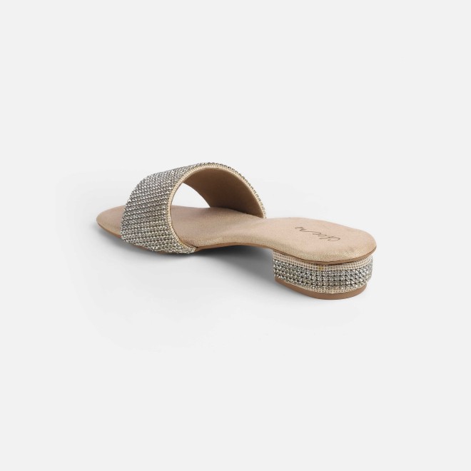 Cheemo Women Gold Party Slip Ons (SKU: 92-287-15-37)