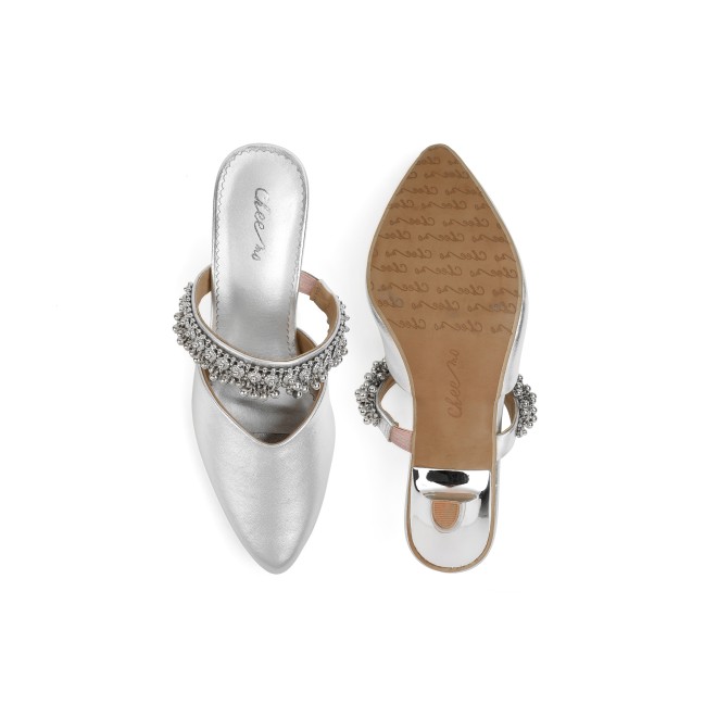 Cheemo Women Silver Wedding Slip Ons (SKU: 92-289-27-37)