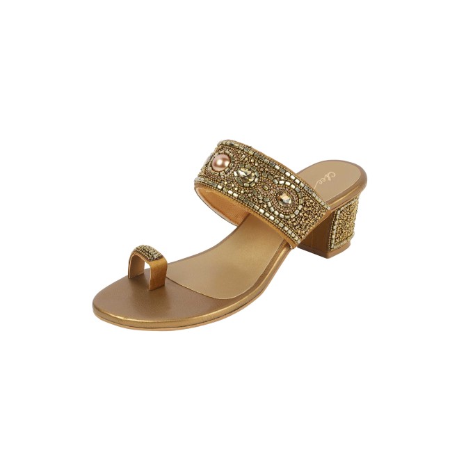 Cheemo Women Antic-gold Ethnic Slip Ons (SKU: 92-292-28-36)