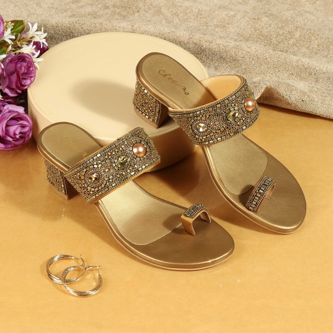 Women Antic-gold Ethnic Slip Ons