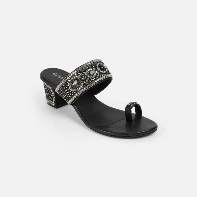 Cheemo Women Black Ethnic Slip Ons (SKU: 92-292-11-37)