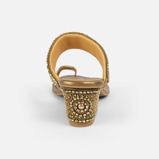 Cheemo Women Antic-gold Ethnic Slip Ons (SKU: 92-292-28-36)