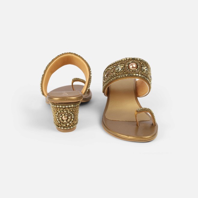 Cheemo Women Antic-gold Ethnic Slip Ons (SKU: 92-292-28-36)