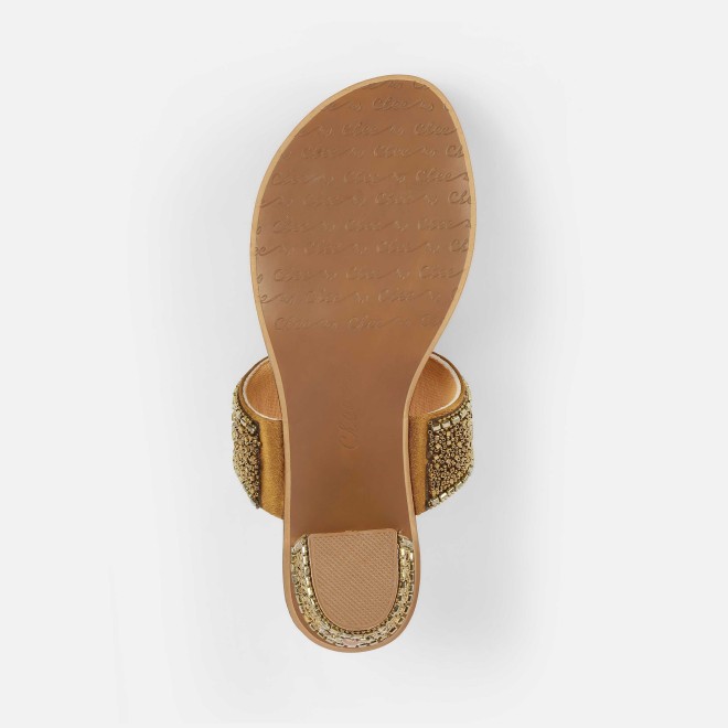 Cheemo Women Antic-gold Ethnic Slip Ons (SKU: 92-292-28-36)