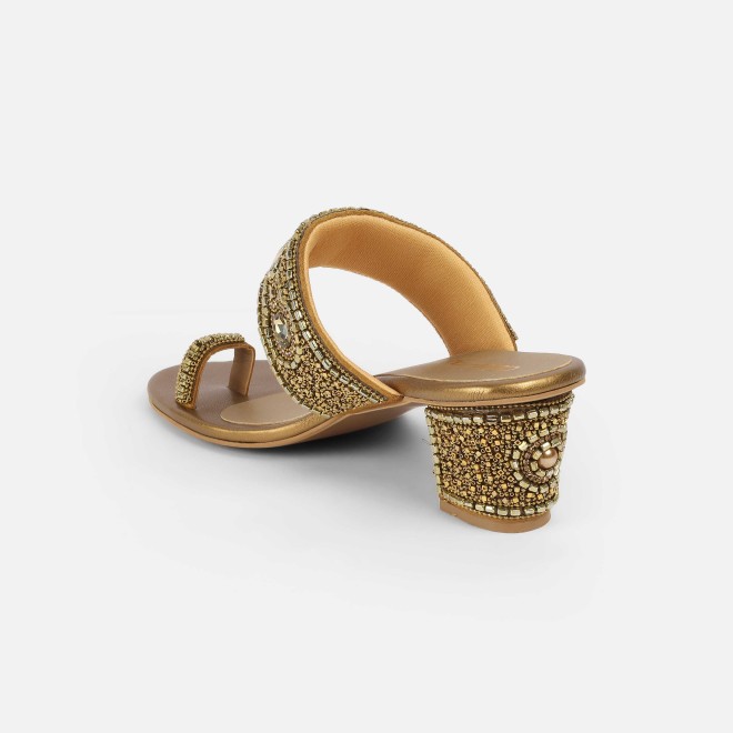 Cheemo Women Antic-gold Ethnic Slip Ons (SKU: 92-292-28-36)