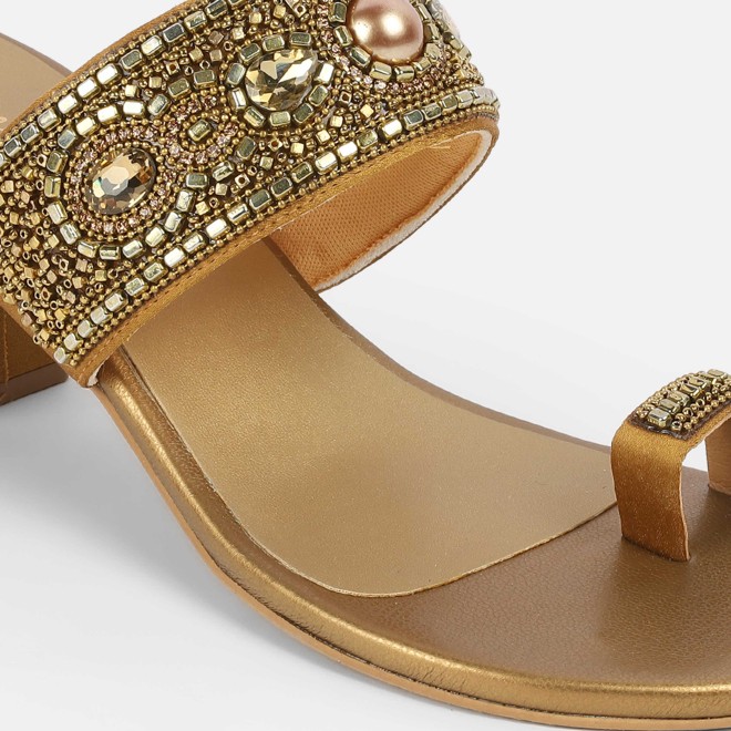 Cheemo Women Antic-gold Ethnic Slip Ons (SKU: 92-292-28-36)