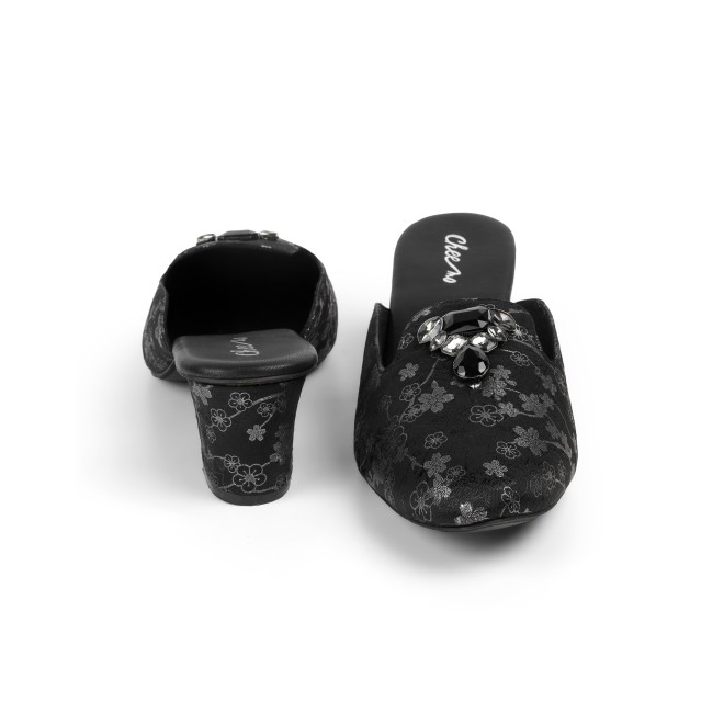 Cheemo Women Black Ethnic Slip Ons (SKU: 92-302-11-38)