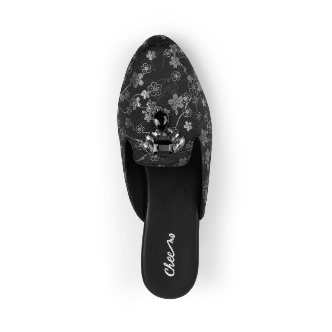 Cheemo Women Black Ethnic Slip Ons (SKU: 92-302-11-38)