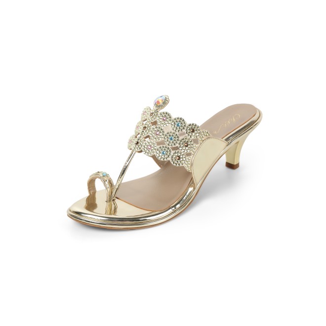 Cheemo Women Gold Ethnic Slip Ons (SKU: 92-314-15-40)