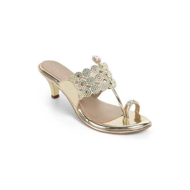 Cheemo Women Gold Ethnic Slip Ons (SKU: 92-314-15-40)