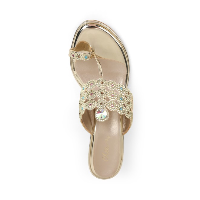 Cheemo Women Gold Ethnic Slip Ons (SKU: 92-314-15-40)