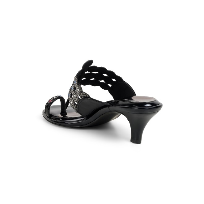 Cheemo Women Black Ethnic Slip Ons (SKU: 92-314-11-37)