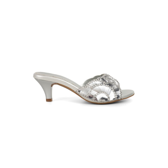 Cheemo Women Silver Party Slip Ons (SKU: 92-315-27-37)