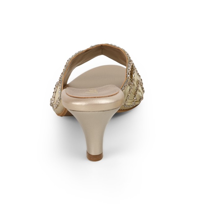 Cheemo Women Gold Party Slip Ons (SKU: 92-315-15-38)
