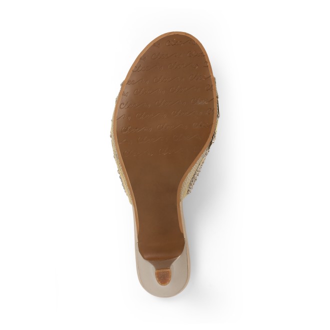 Cheemo Women Gold Party Slip Ons (SKU: 92-315-15-38)