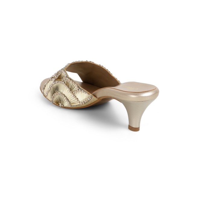 Cheemo Women Gold Party Slip Ons (SKU: 92-315-15-38)