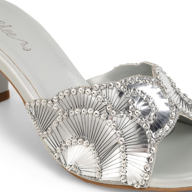 Cheemo Women Silver Party Slip Ons (SKU: 92-315-27-37)
